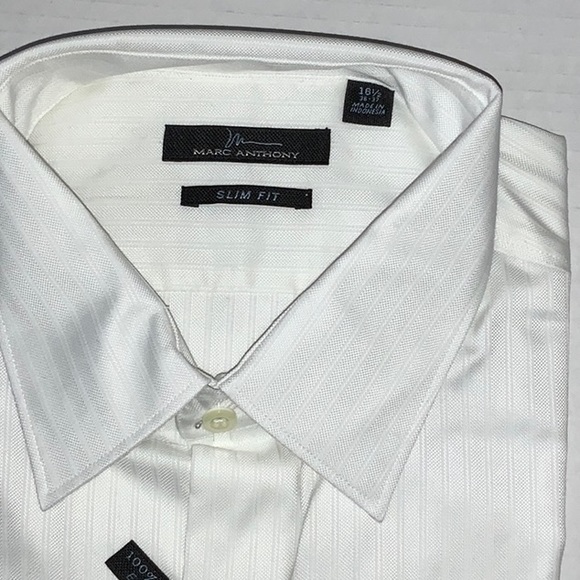 NWT Marc Anthony Slim Fit White Dress Shirt Size 16 1/2 36/37 - Picture 2 of 5